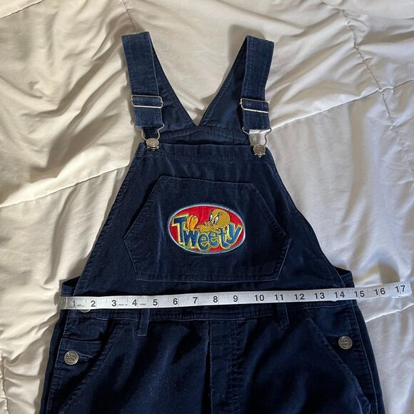 Vintage 90s/early 2000s Navy Blue Tweety Bird Overalls Looney Tunes Adult XS - Picture 7 of 8